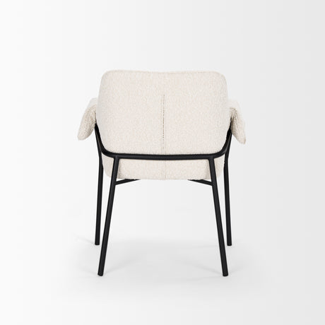 Brently Dining Chair w/ Cream Boucle Fabric & Matte Black Metal Legs, Set of 2 from Mercana - Luna Furniture