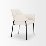 Brently Dining Chair w/ Cream Boucle Fabric & Matte Black Metal Legs, Set of 2 from Mercana - Luna Furniture