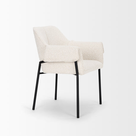 Brently Dining Chair w/ Cream Boucle Fabric & Matte Black Metal Legs, Set of 2 from Mercana - Luna Furniture