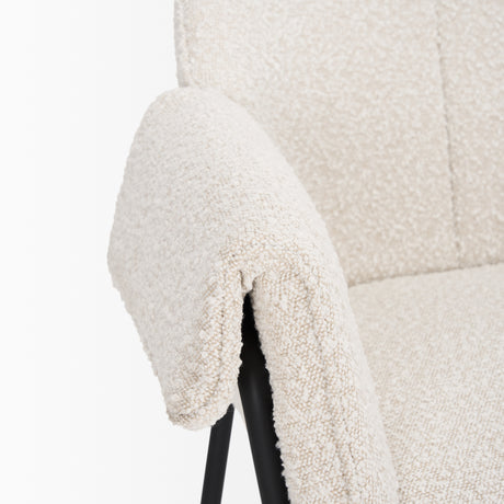 Brently Dining Chair w/ Cream Boucle Fabric & Matte Black Metal Legs, Set of 2 from Mercana - Luna Furniture