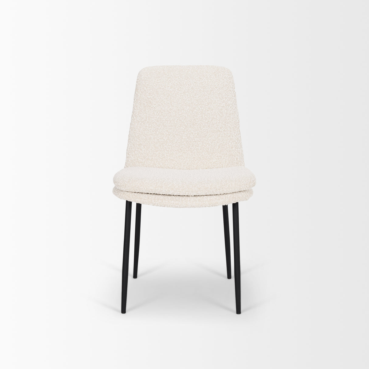 Eve Dining Chair w/ Cream Boucle Fabric & Matte Black Metal, Set of 2 from Mercana - Luna Furniture