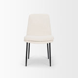 Eve Dining Chair w/ Cream Boucle Fabric & Matte Black Metal, Set of 2 from Mercana - Luna Furniture
