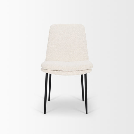 Eve Dining Chair w/ Cream Boucle Fabric & Matte Black Metal, Set of 2 from Mercana - Luna Furniture