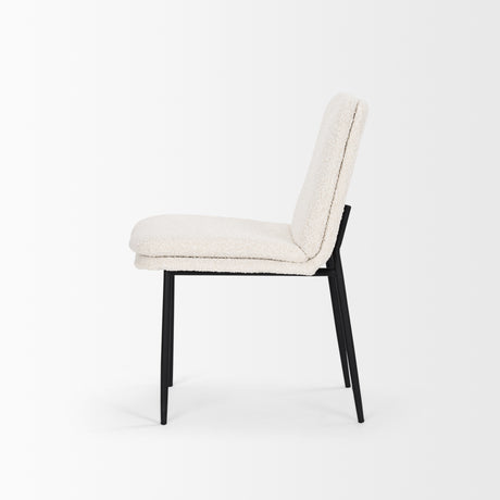 Eve Dining Chair w/ Cream Boucle Fabric & Matte Black Metal, Set of 2 from Mercana - Luna Furniture