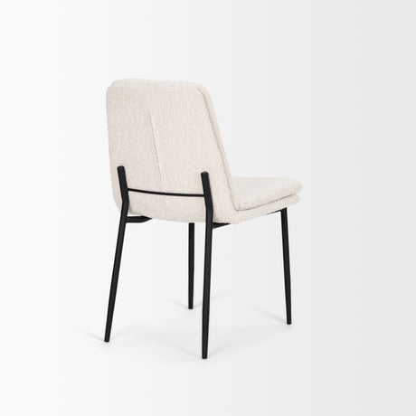 Eve Dining Chair w/ Cream Boucle Fabric & Matte Black Metal, Set of 2 from Mercana - Luna Furniture