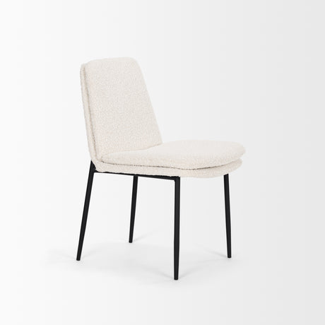 Eve Dining Chair w/ Cream Boucle Fabric & Matte Black Metal, Set of 2 from Mercana - Luna Furniture