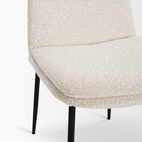Eve Dining Chair w/ Cream Boucle Fabric & Matte Black Metal, Set of 2 from Mercana - Luna Furniture