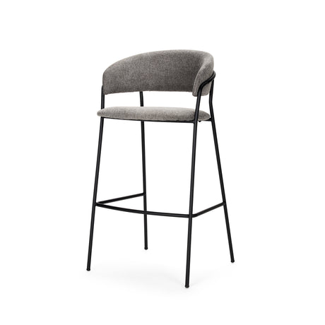 Carolyn Bar Stool w/ Gray Fabric & Matte Black Metal from Mercana - Luna Furniture