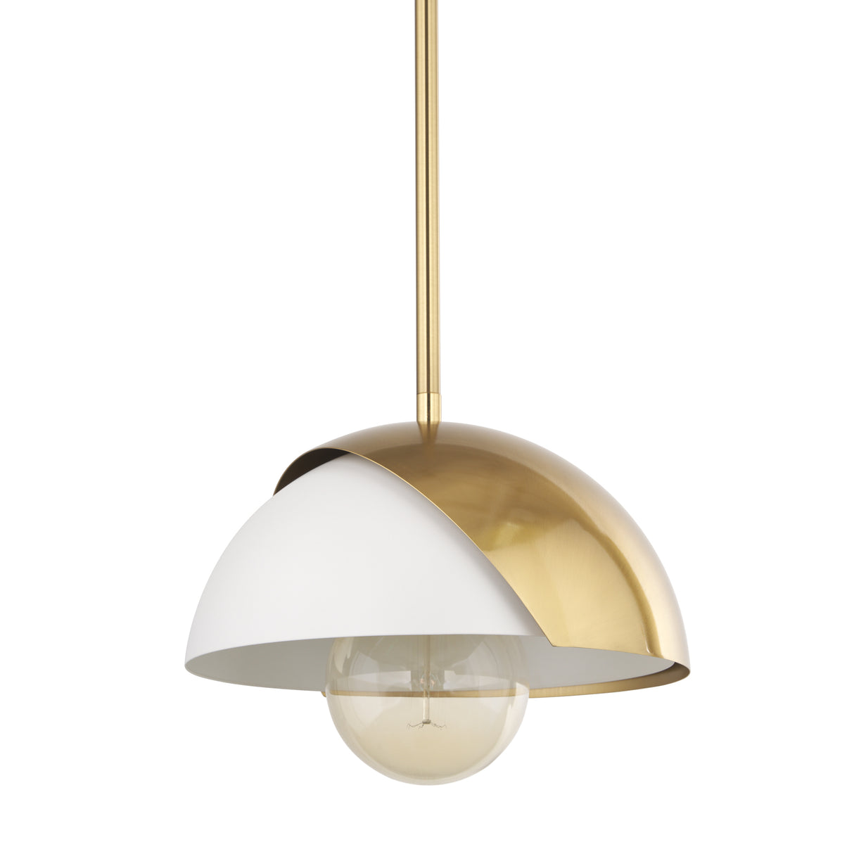 Cybill Brushed Brass w/ White Metal Shade 1-Light Wall Pendant from Mercana - Luna Furniture