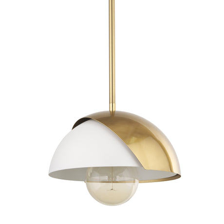 Cybill Brushed Brass w/ White Metal Shade 1-Light Wall Pendant from Mercana - Luna Furniture