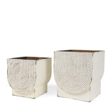 Medina Off White w/ Gold Antiquing Metal Planters (Set of 2) from Mercana - Luna Furniture