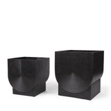 Medina Antiqued Black Metal Planters (Set of 2) from Mercana - Luna Furniture
