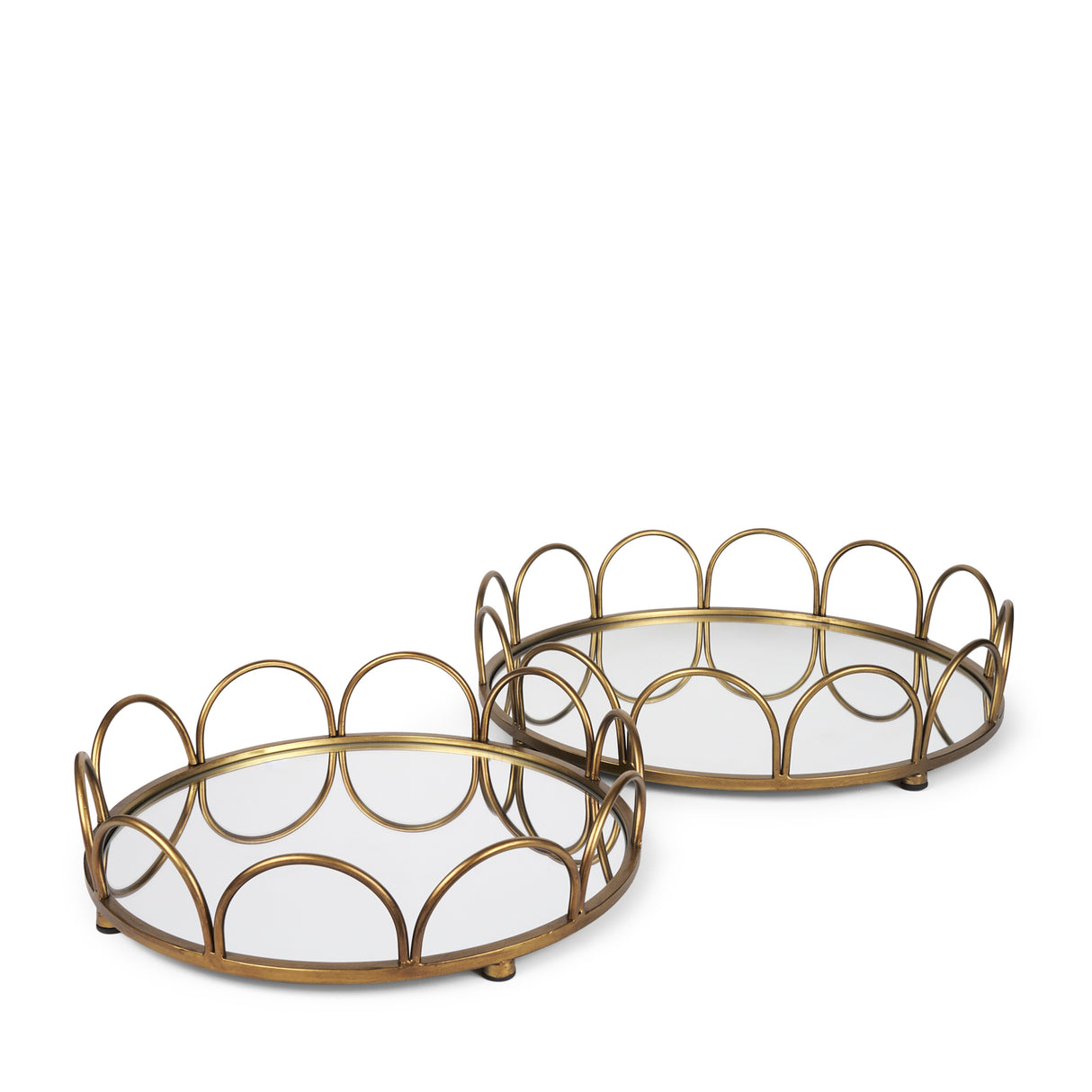 Lenore Round Metal/Mirror Tray Gold (Set of 2) from Mercana - Luna Furniture