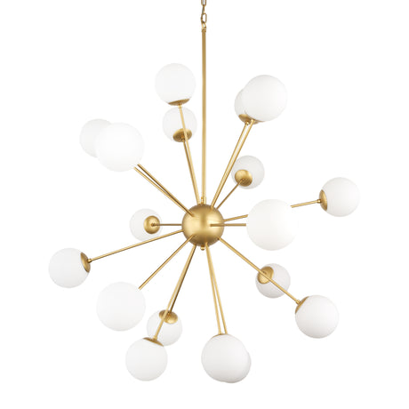 Barbara Brushed Gold Metal w/ Frosted Glass Globes 18-Light Chandelier from Mercana - Luna Furniture