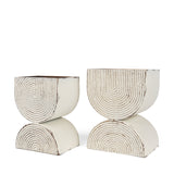 Medina Off White w/ Gold Antiquing Tall Metal Planters (Set of 2) from Mercana - Luna Furniture