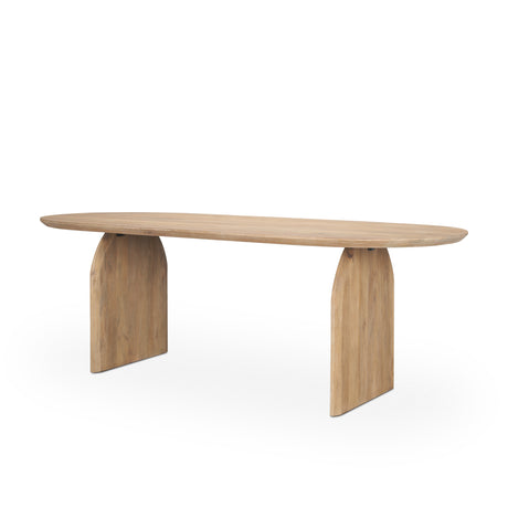 Isla Oval Dining Table w/Light Brown Wood Top & Arched Legs from Mercana - Luna Furniture