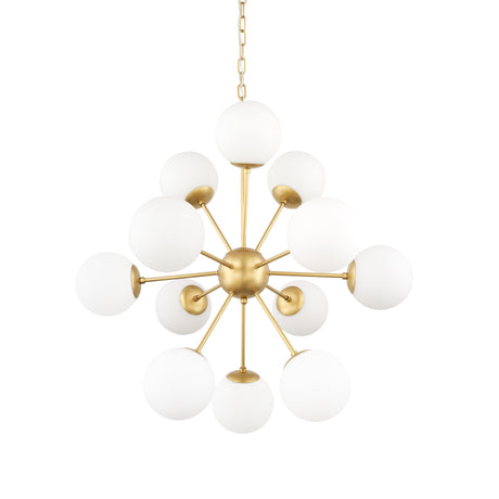 Barbara Brushed Gold Metal w/ Frosted Glass Globes 11-Light Chandelier from Mercana - Luna Furniture