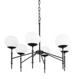 Edie Matte Black Metal w/ Frosted Glass Globes 6-Light Chandelier from Mercana - Luna Furniture
