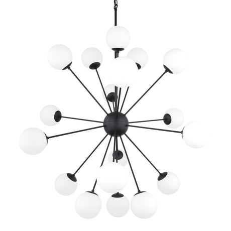 Barbara Matte Black Metal w/ Frosted Glass Globes 18-Light Chandelier from Mercana - Luna Furniture