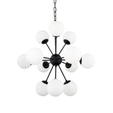 Barbara Matte Black Metal w/ Frosted Glass Globes 11-Light Chandelier from Mercana - Luna Furniture