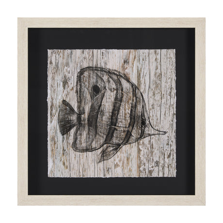Wood Grain Fish I by Mercana Studio a Hand Embellished Textured Framed Art Print Matted under Glass from Mercana - Luna Furniture