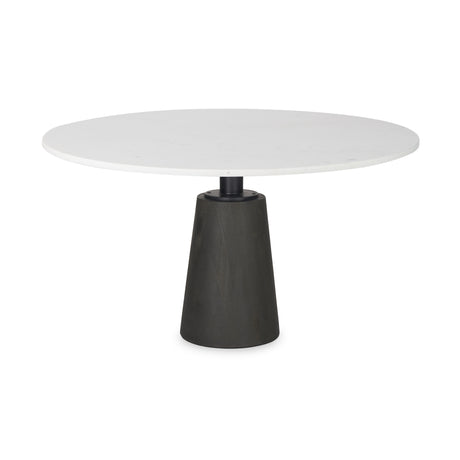 Maxwell 48L x 48W x 30H Round White Marble Top w/ Black Metal and Wood Pedestal Base Dining Table from Mercana - Luna Furniture