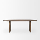 Isla Oval Dining Table w/Dark Brown Wood Top & Arched Legs from Mercana - Luna Furniture
