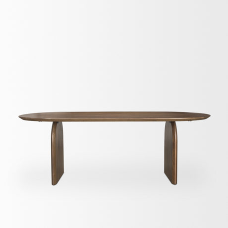 Isla Oval Dining Table w/Dark Brown Wood Top & Arched Legs from Mercana - Luna Furniture