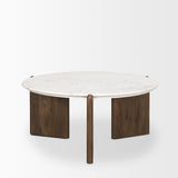 Rumer Dark Brown Wood w/ White Marble Coffee Table from Mercana - Luna Furniture