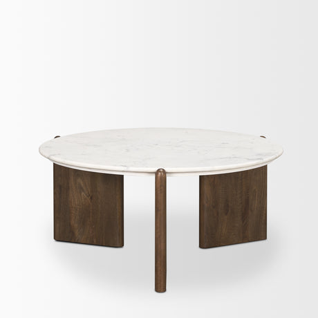 Rumer Dark Brown Wood w/ White Marble Coffee Table from Mercana - Luna Furniture