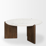Rumer Dark Brown Wood w/ White Marble Coffee Table from Mercana - Luna Furniture