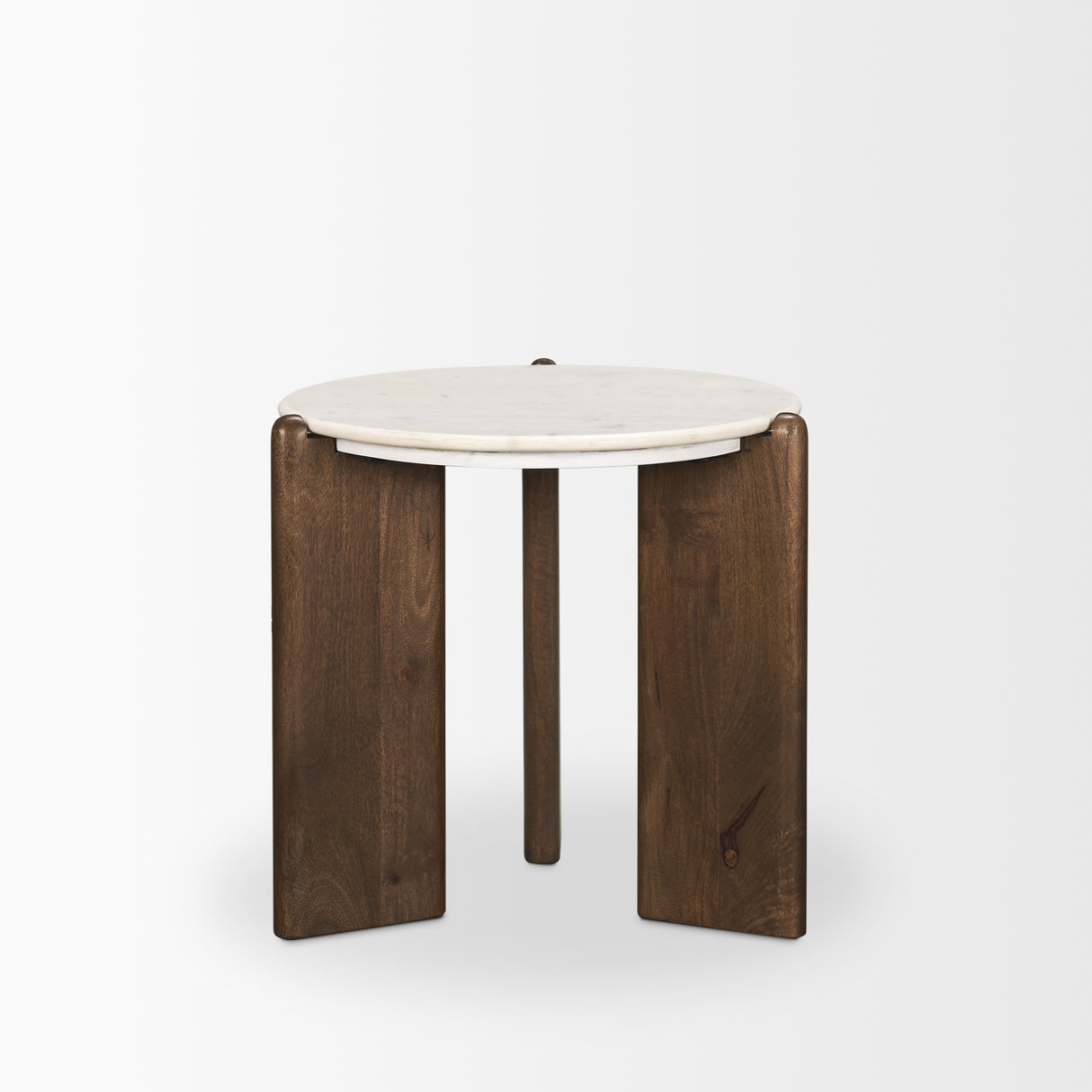 Rumer Dark Brown Wood w/ White Marble Side Table from Mercana - Luna Furniture