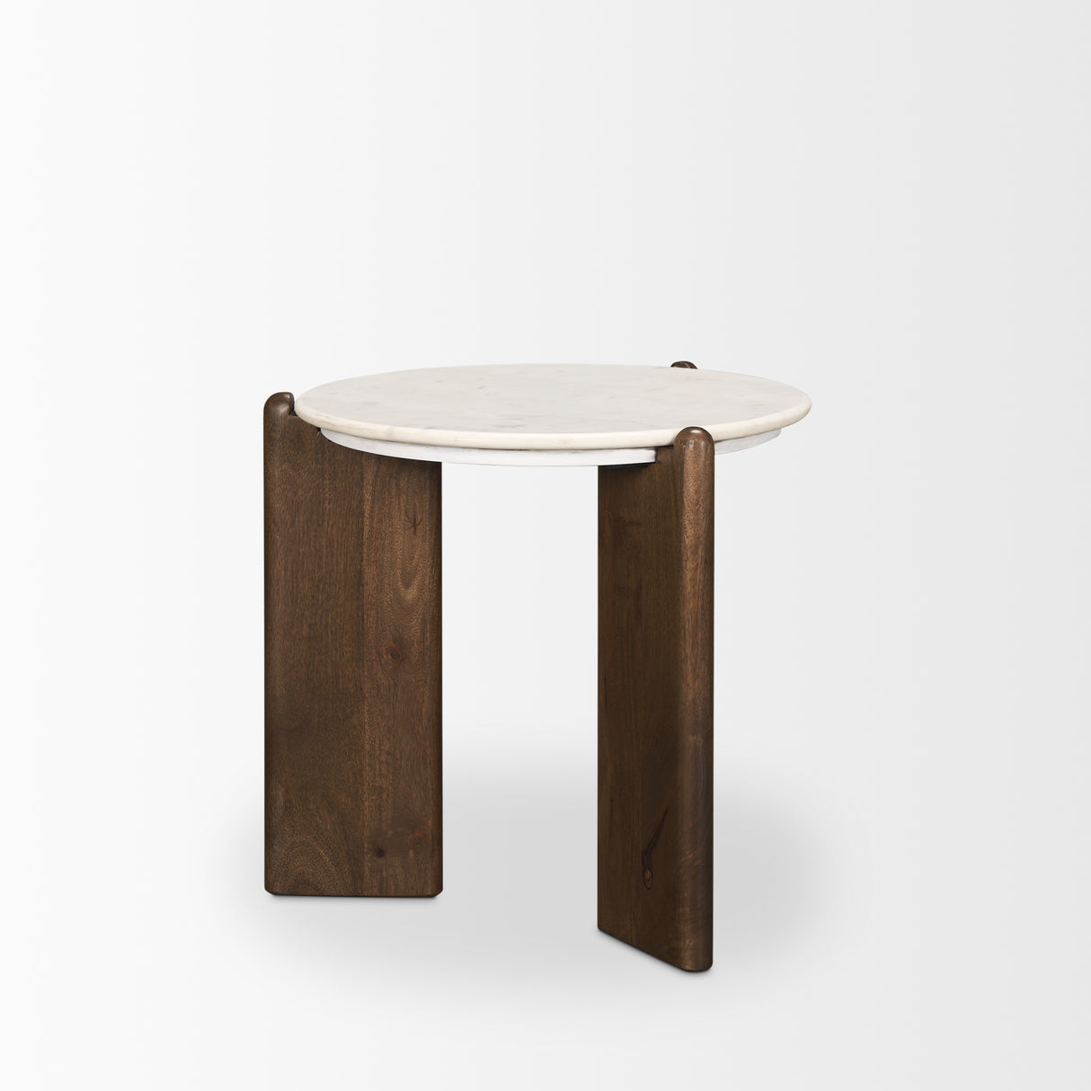 Rumer Dark Brown Wood w/ White Marble Side Table from Mercana - Luna Furniture