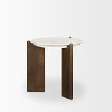 Rumer Dark Brown Wood w/ White Marble Side Table from Mercana - Luna Furniture