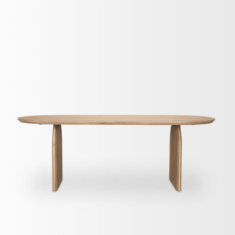 Isla Oval Dining Table w/Light Brown Wood Top & Arched Legs from Mercana - Luna Furniture