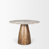 Allyson 42" Round Brown Wood Pedestal w/ Savar Pink Marble Top Dining Table from Mercana - Luna Furniture