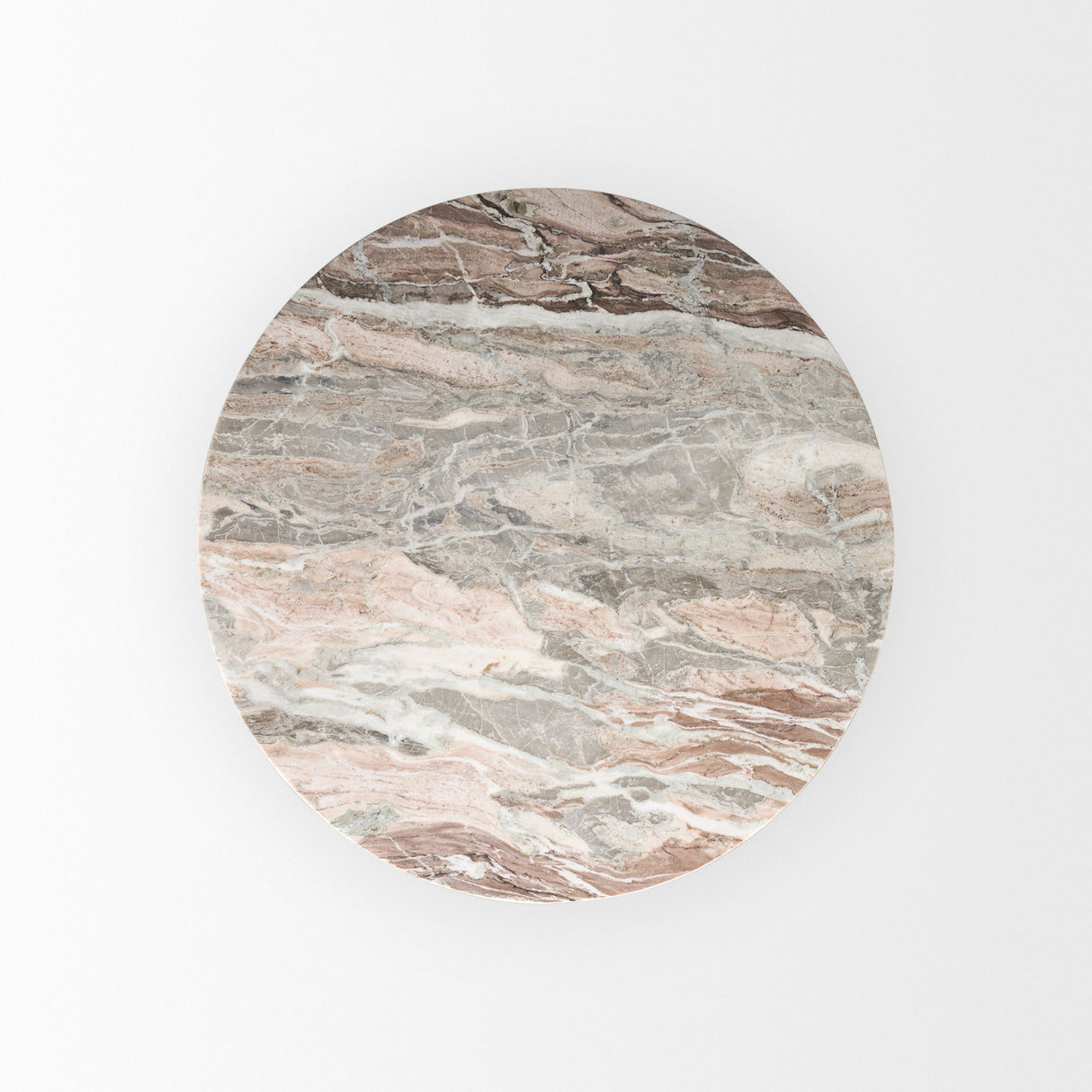 Allyson 42" Round Brown Wood Pedestal w/ Savar Pink Marble Top Dining Table from Mercana - Luna Furniture