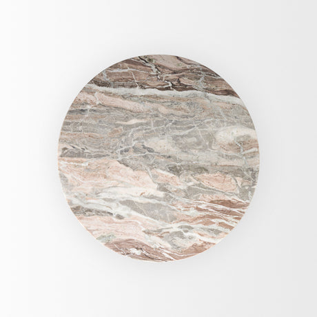 Allyson 42" Round Brown Wood Pedestal w/ Savar Pink Marble Top Dining Table from Mercana - Luna Furniture