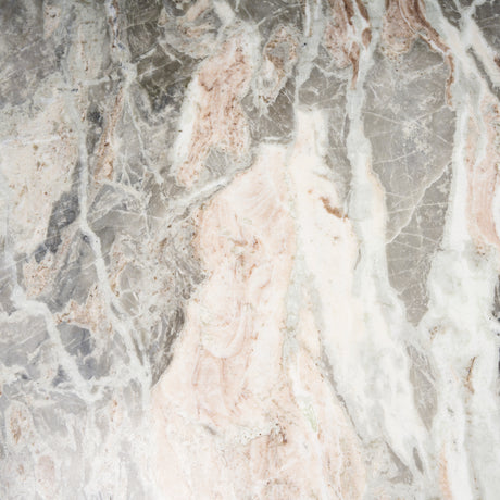 Allyson 42" Round Brown Wood Pedestal w/ Savar Pink Marble Top Dining Table from Mercana - Luna Furniture