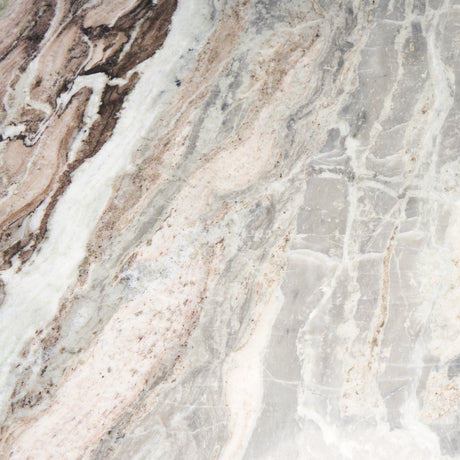 Allyson 42" Round Brown Wood Pedestal w/ Savar Pink Marble Top Dining Table from Mercana - Luna Furniture