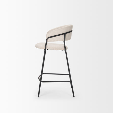 Carolyn Counter Stool w/ Oatmeal Fabric & Matte Black Metal from Mercana - Luna Furniture