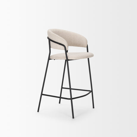 Carolyn Counter Stool w/ Oatmeal Fabric & Matte Black Metal from Mercana - Luna Furniture