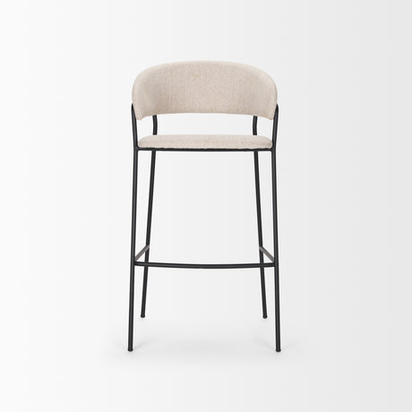 Carolyn Bar Stool w/ Oatmeal Fabric & Matte Black Metal from Mercana - Luna Furniture