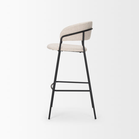Carolyn Bar Stool w/ Oatmeal Fabric & Matte Black Metal from Mercana - Luna Furniture