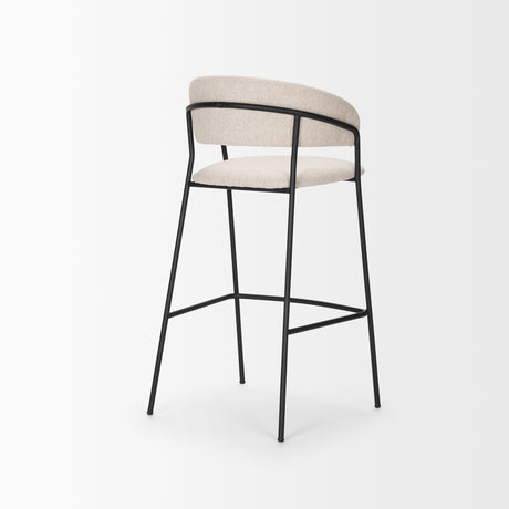 Carolyn Bar Stool w/ Oatmeal Fabric & Matte Black Metal from Mercana - Luna Furniture
