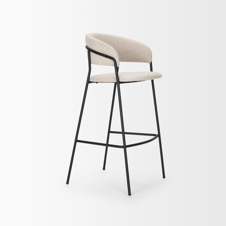 Carolyn Bar Stool w/ Oatmeal Fabric & Matte Black Metal from Mercana - Luna Furniture