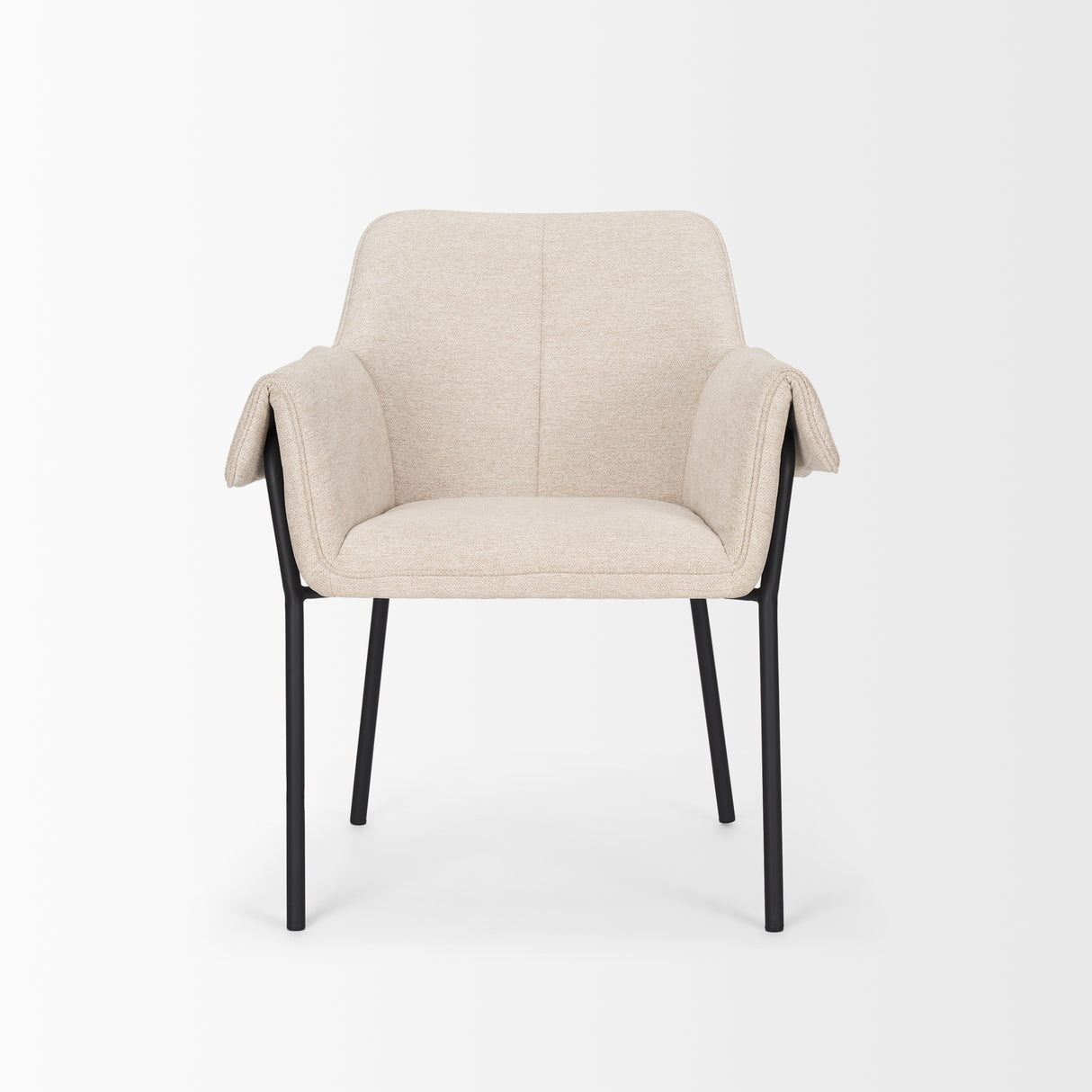 Brently Dining Chair w/ Oatmeal Fabric & Matte Black Metal Legs, Set of 2 from Mercana - Luna Furniture