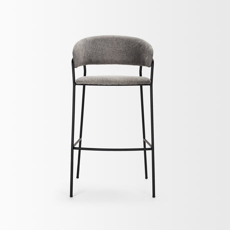 Carolyn Bar Stool w/ Gray Fabric & Matte Black Metal from Mercana - Luna Furniture