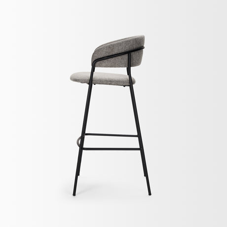 Carolyn Bar Stool w/ Gray Fabric & Matte Black Metal from Mercana - Luna Furniture