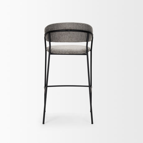 Carolyn Bar Stool w/ Gray Fabric & Matte Black Metal from Mercana - Luna Furniture